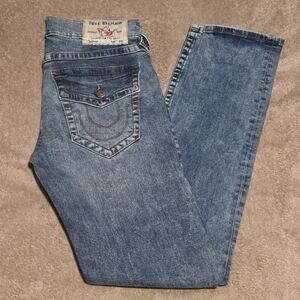 GUC Mens True Religion Rocco Relaxed Skinny Jeans Size 30 Blue Flap